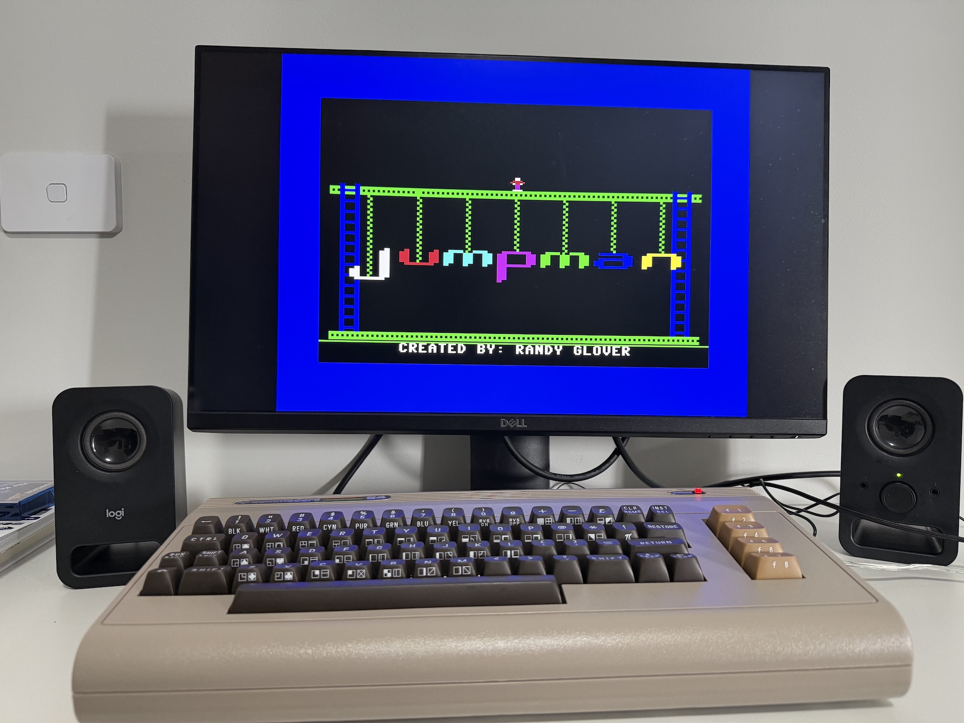 Intro screen for Jumpman, showing the word 'Jumpman' fully assembled